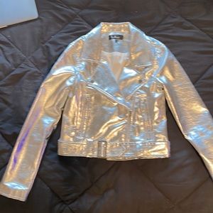 Silver moto jacket